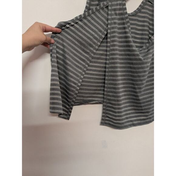 ZYIA Active Gray Nimbus Split Back Tank Top Size Medium Mesh Stripes EUC - Picture 7 of 8